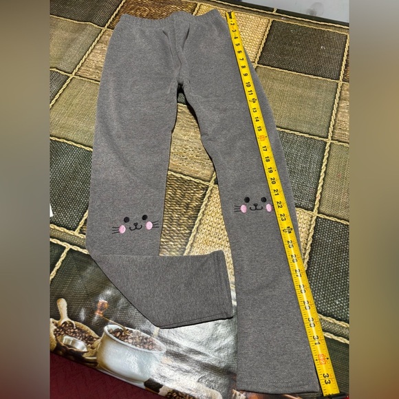 Charming Gray Kids Leggings with Cute Face Design - Picture 1 of 5